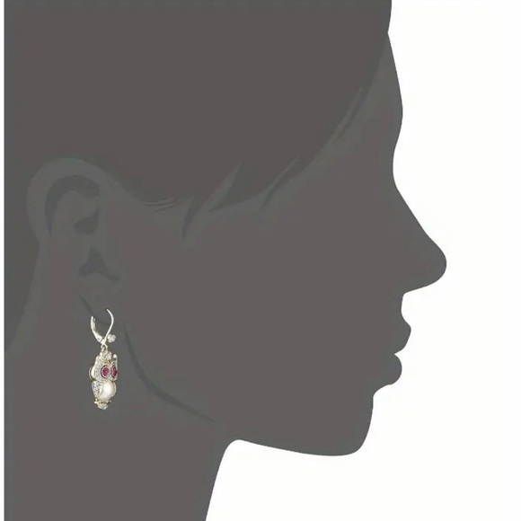 Elegant Gold Owl Earrings with Pink and Blue Accents - Picture 5 of 5